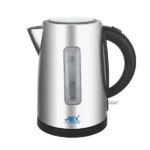 "Anex AG-4047 Deluxe Electric Kettle stainless steel design with clear water level indicator."