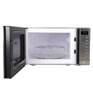 Open Dawlance Microwave Oven DW-297 showcasing interior with grill rack and turntable.