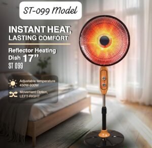 17 Inch Dish Electric Heater | Sun Halogen Heater | Stand Heater - 500W to 1000W